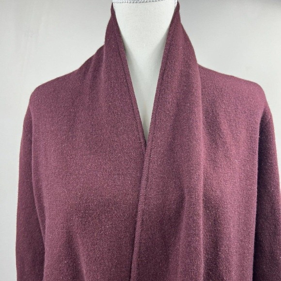 Ann Taylor Loft Maroon Gray Wool Blend Open Cardigan XS Sweater Jacket - Picture 5 of 14